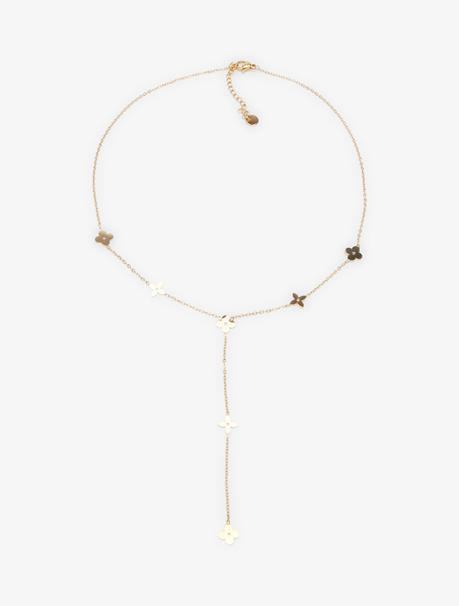 Collier en Y à motif floral - Or - 2