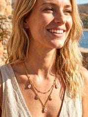 Collier double rangs à zircons et étoiles - Or - 1