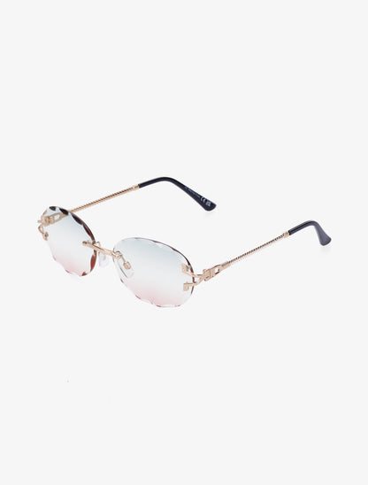 Lunettes ovales à monture torsadée - Vert - 1