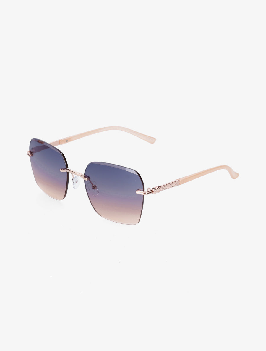 Lunettes de soleil rectangulaires - Bleu/camel - 1