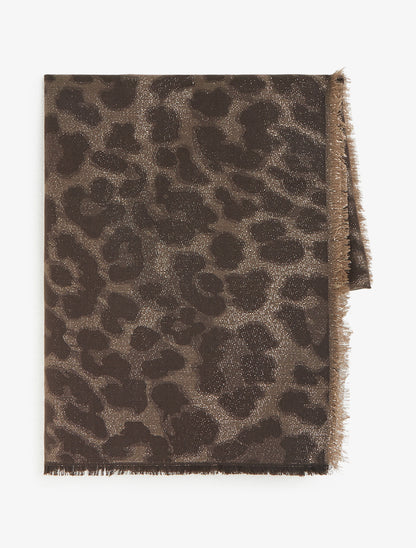Echarpe carrée à motif léopard irisé - Marron - 2