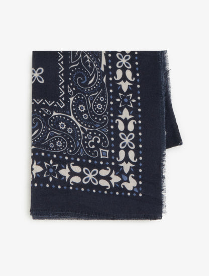 Echarpe rectangulaire à motif bandana - Marine - 2