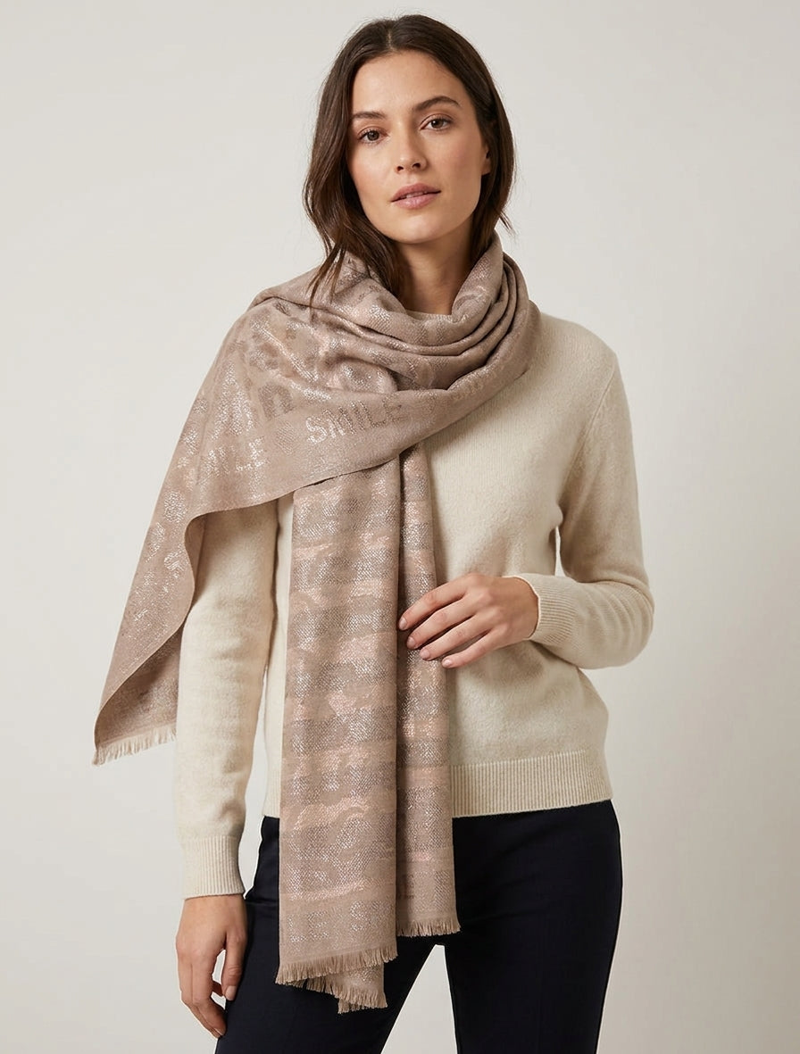 Écharpe rectangulaire léopard irisé - Taupe
