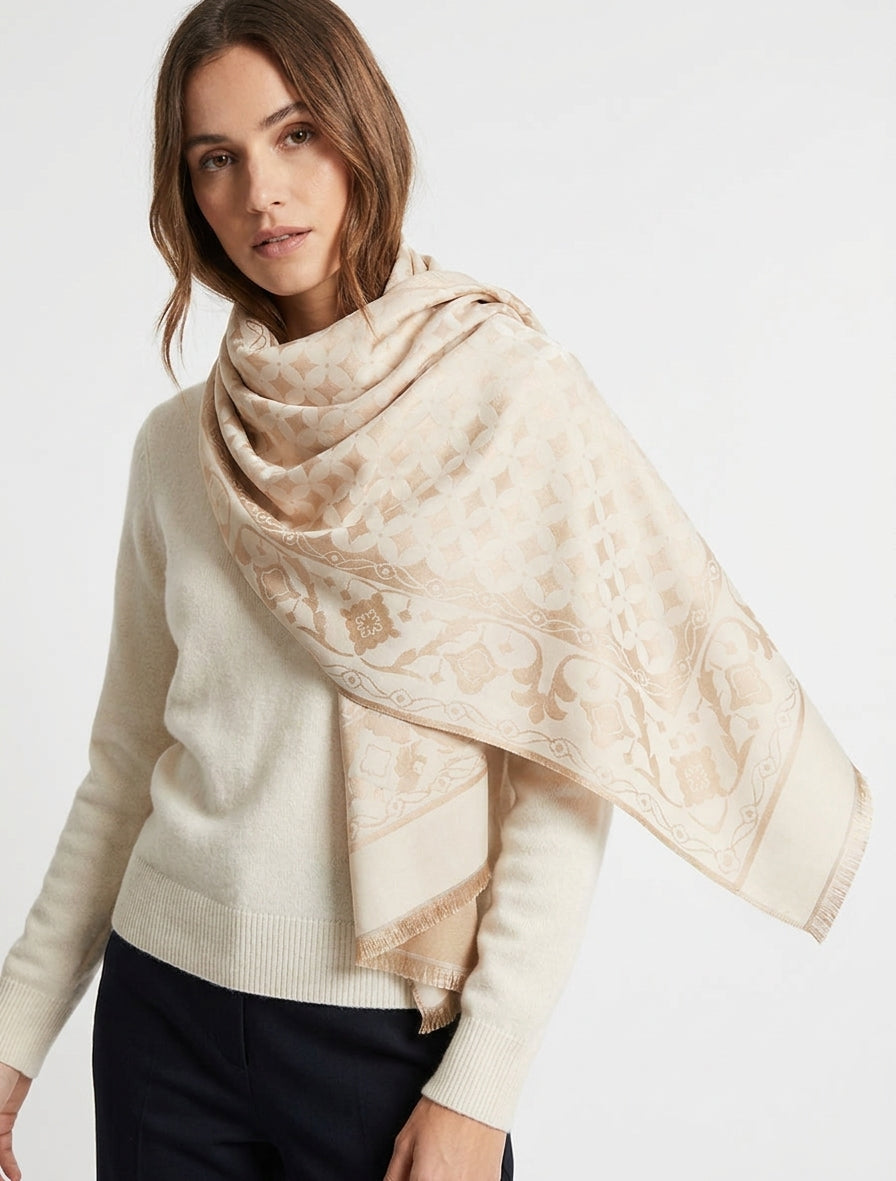 Écharpe satinée à bords francs - Beige