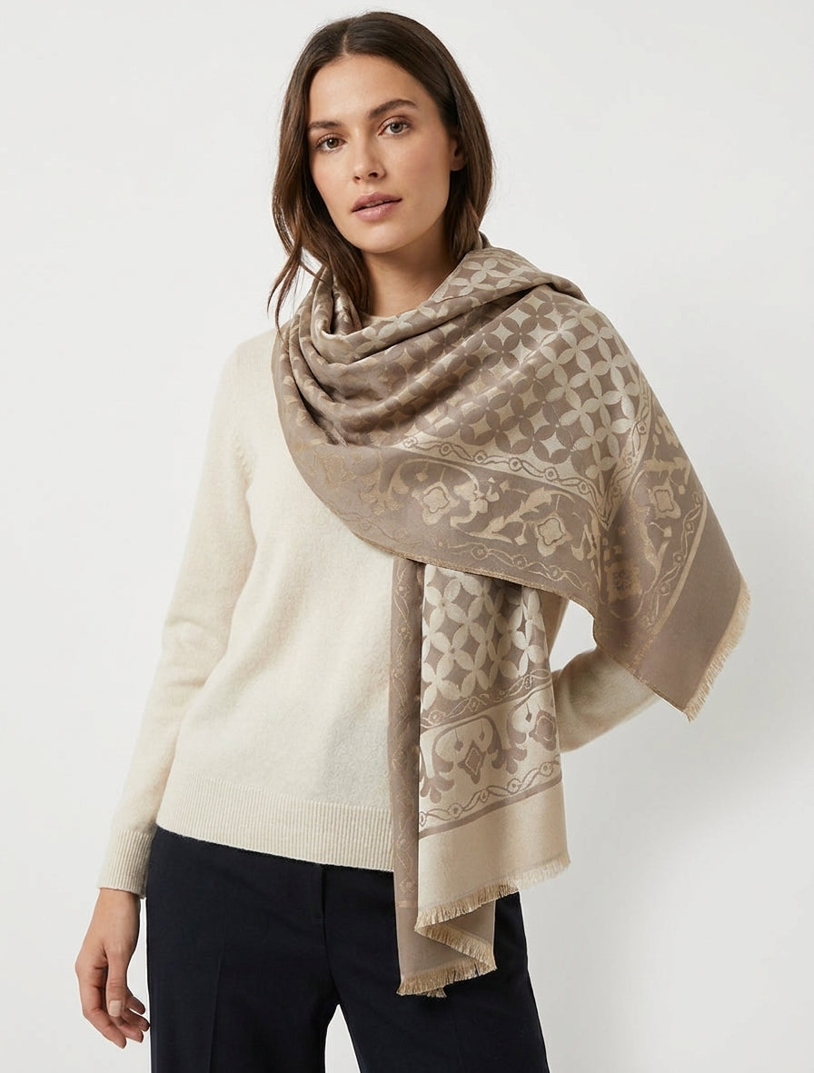 Écharpe satinée aux bords francs - Taupe