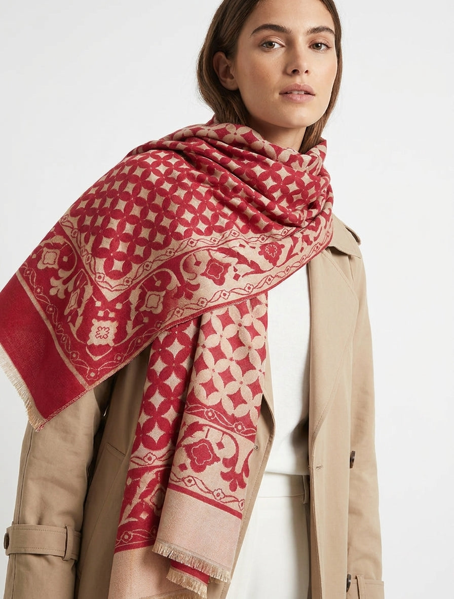 Écharpe satinée à bords francs - Rouge