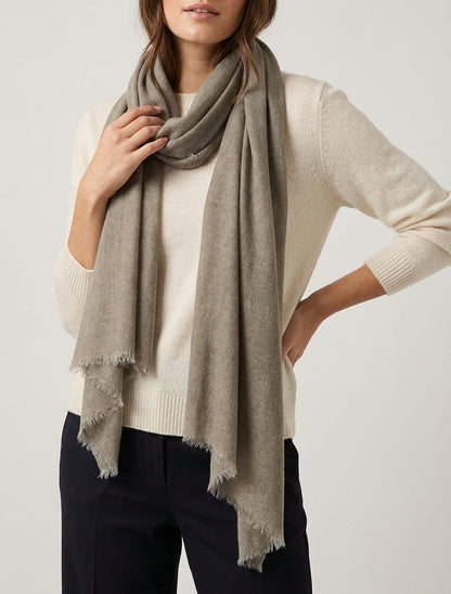 Écharpe rectangulaire à franges - Taupe