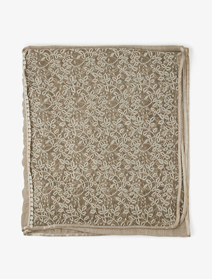 Foulard à empiècement dentelle - Taupe - 2