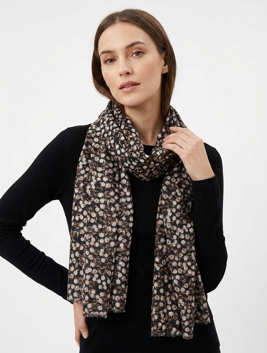 Foulard rectangulaire à détail irisé - Noir
