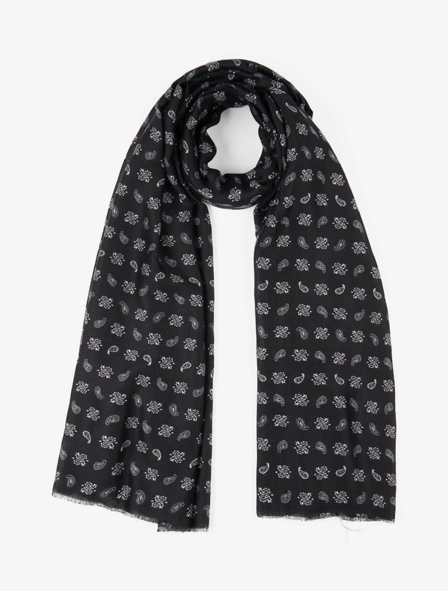 Echarpe à imprimé cachemire et bords francs - Noir - 1