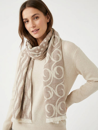 Écharpe à pois et arabesques - Taupe