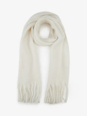 Echarpe laine duveteuse à franges - Blanc - 1