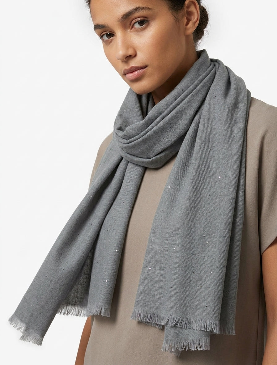Écharpe rectangulaire à sequins - Gris