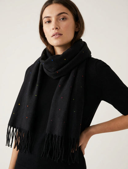 Écharpe à franges multicolore - Noir