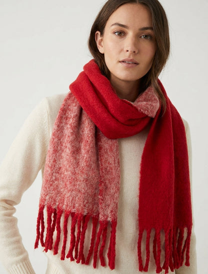 Écharpe bicolore effet duveteux - Rouge