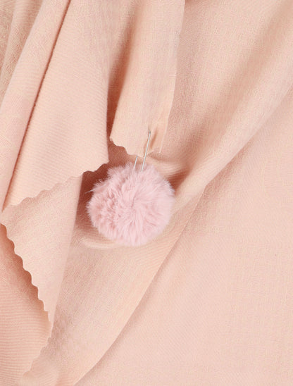 Echarpe à pompons et motif roses - Rose poudré - 3