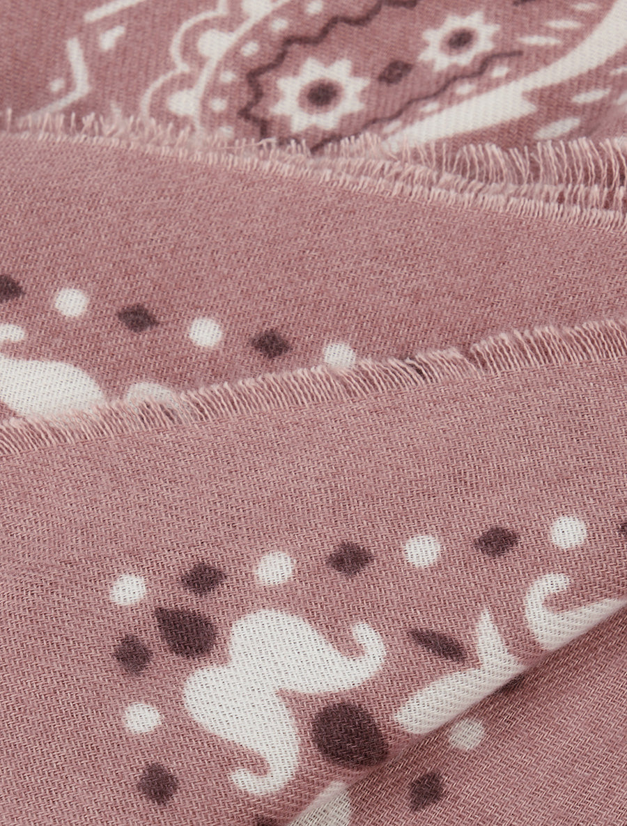 Foulard imprimé paisley à bords effilochés - Vieux rose - 3