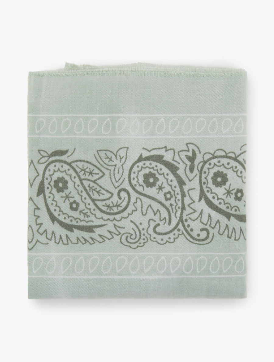 Foulard imprimé cachemire à bords effilochés - Vert d&