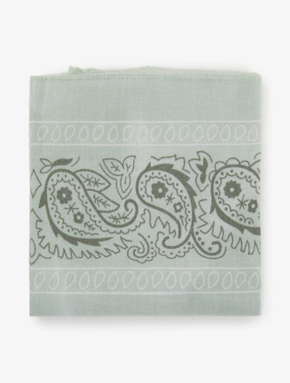 Foulard imprimé cachemire à bords effilochés - Vert d&