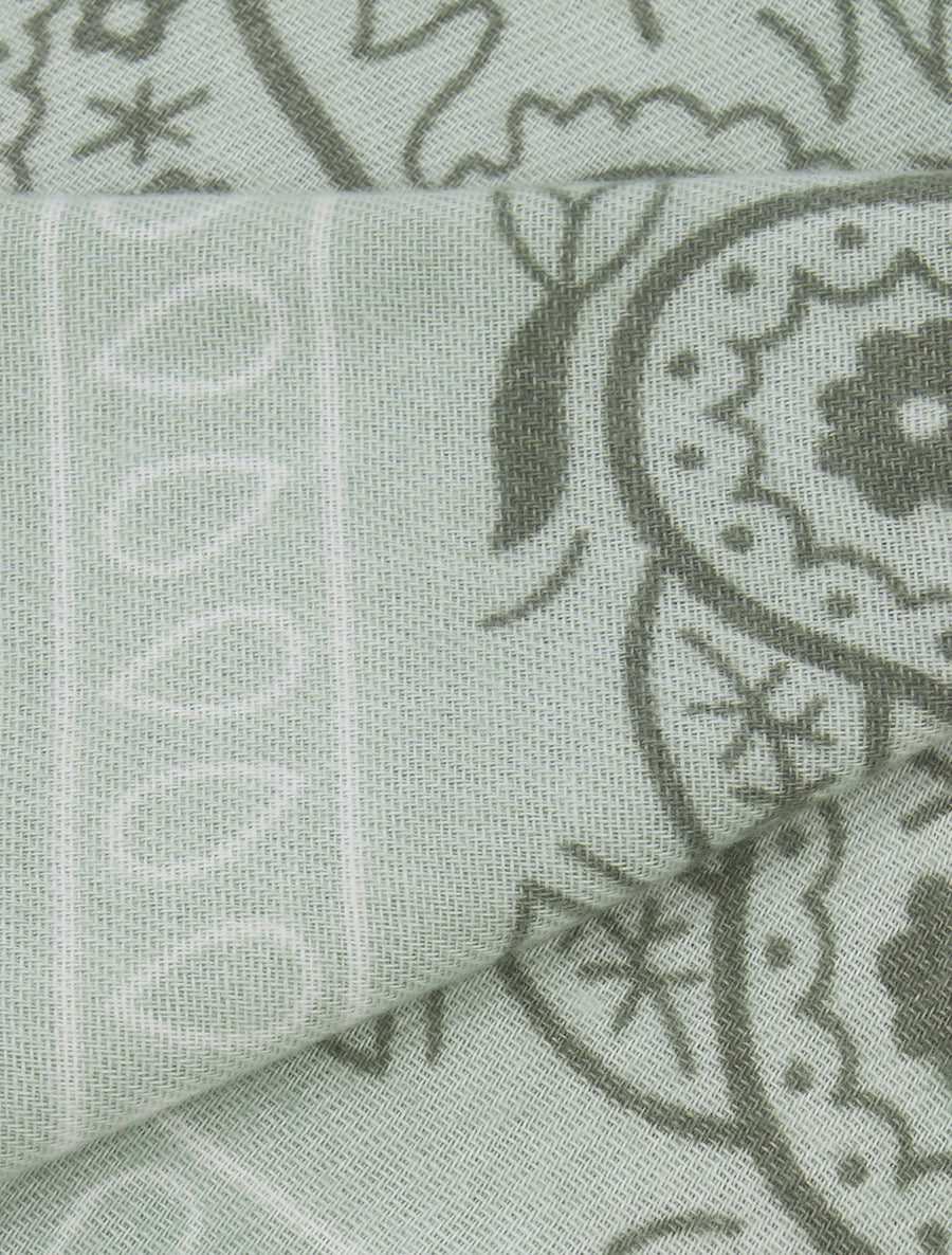 Foulard imprimé cachemire à bords effilochés - Vert d&