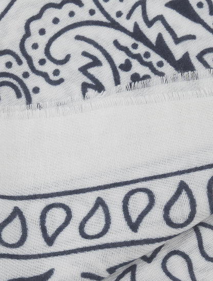 Foulard imprimé cachemire à bords effilochés - Blanc - 3