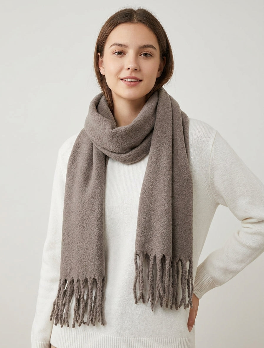 Écharpe rectangulaire à franges - Taupe