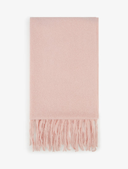 Echarpe uni à franges - Rose - 2