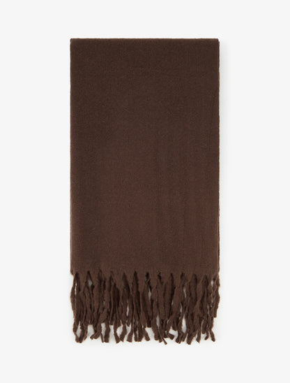 Echarpe uni à franges - Marron - 2