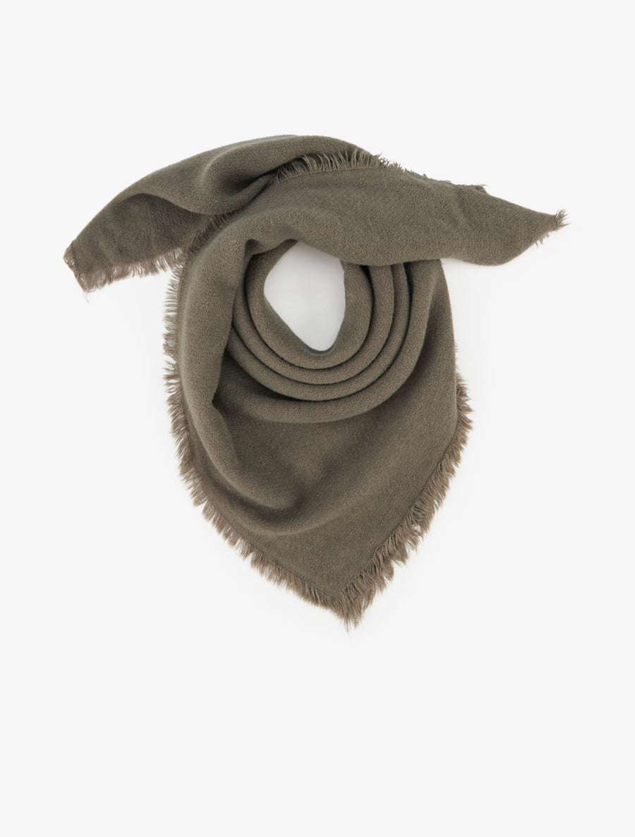 Foulard uni à bords effilochés - Kaki - 1