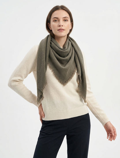 Foulard carré en laine mélangée - Kaki