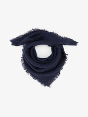 Foulard uni à bords effilochés - Marine - 1