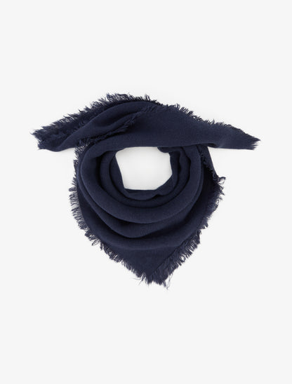 Foulard uni à bords effilochés - Marine - 1