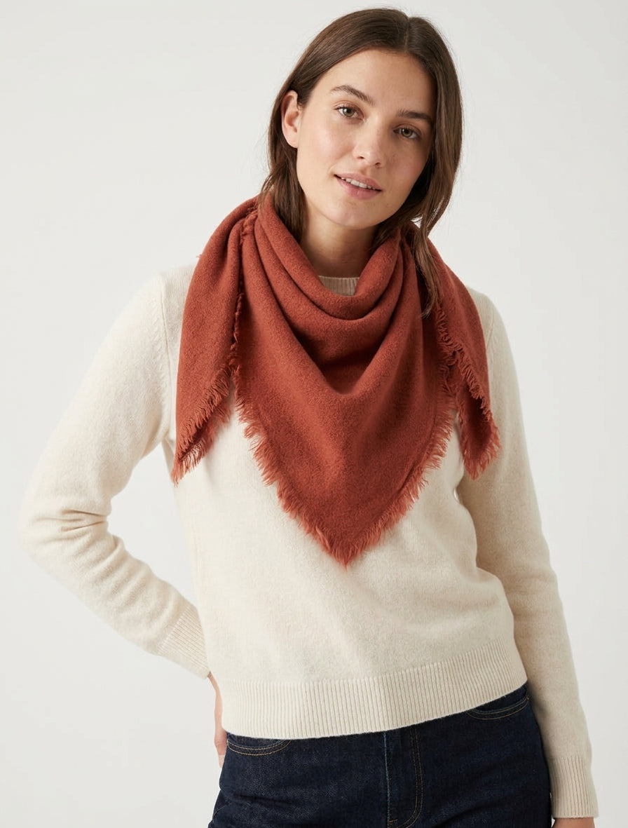 Foulard carré en laine mélangée - Orange