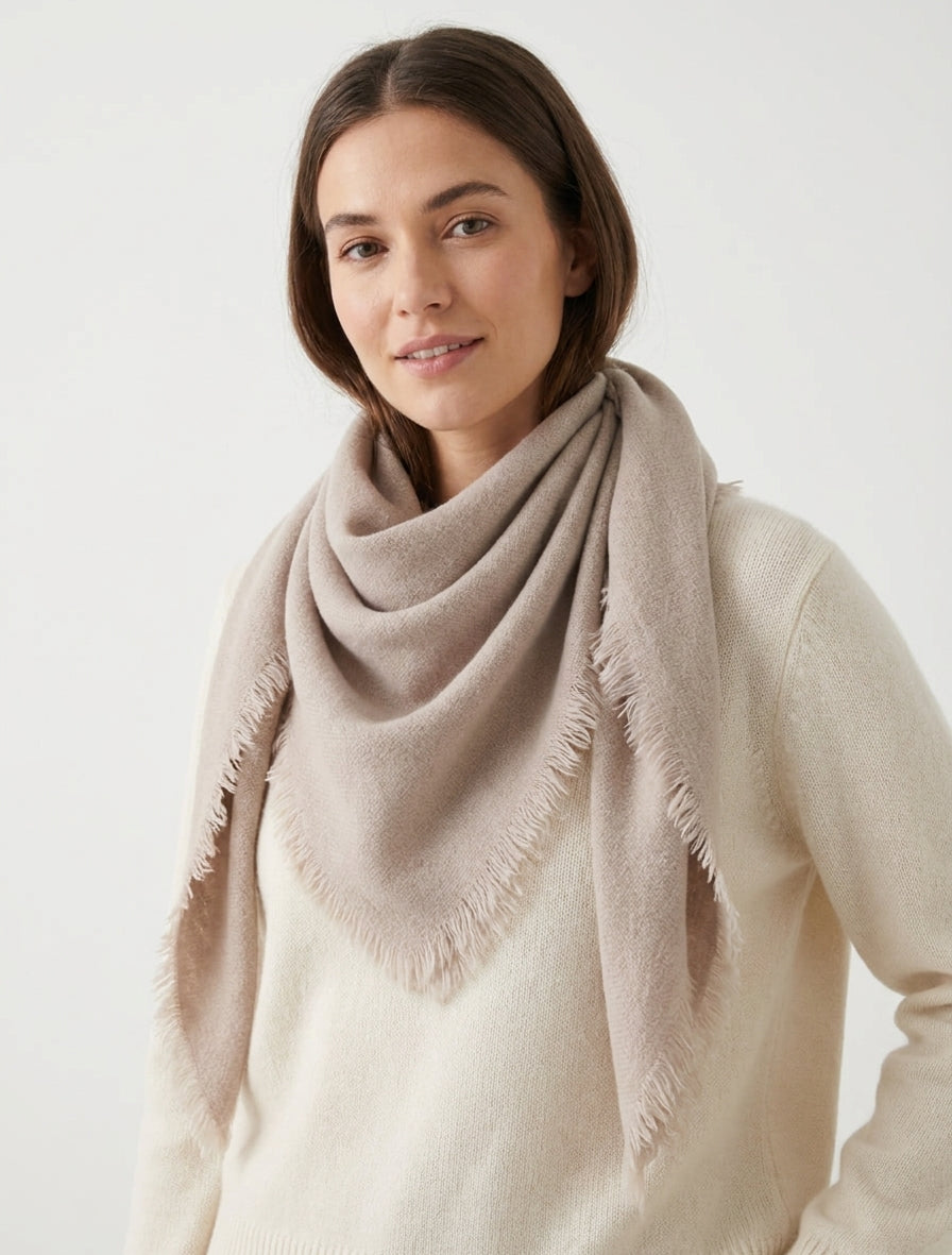Foulard carré en laine mélangée - Beige