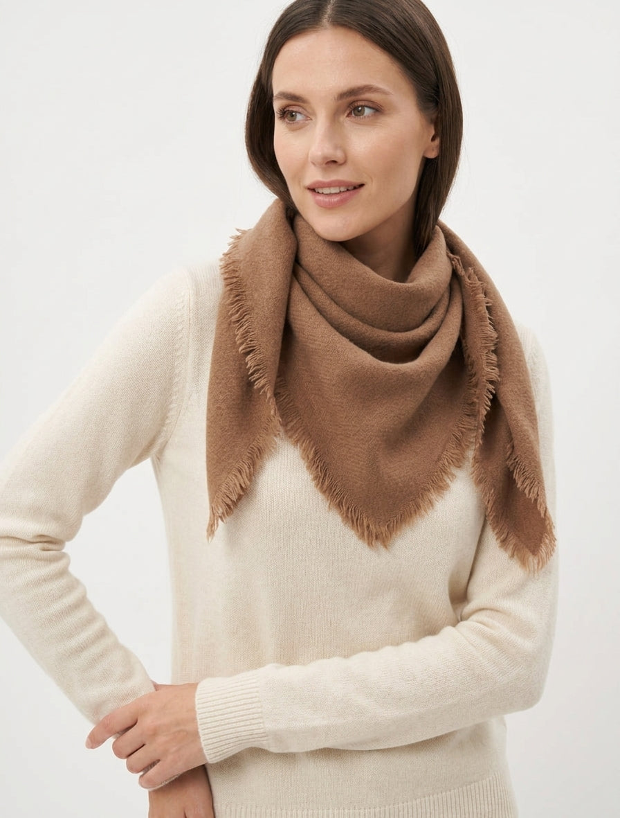 Foulard carré en laine mélangée - Camel