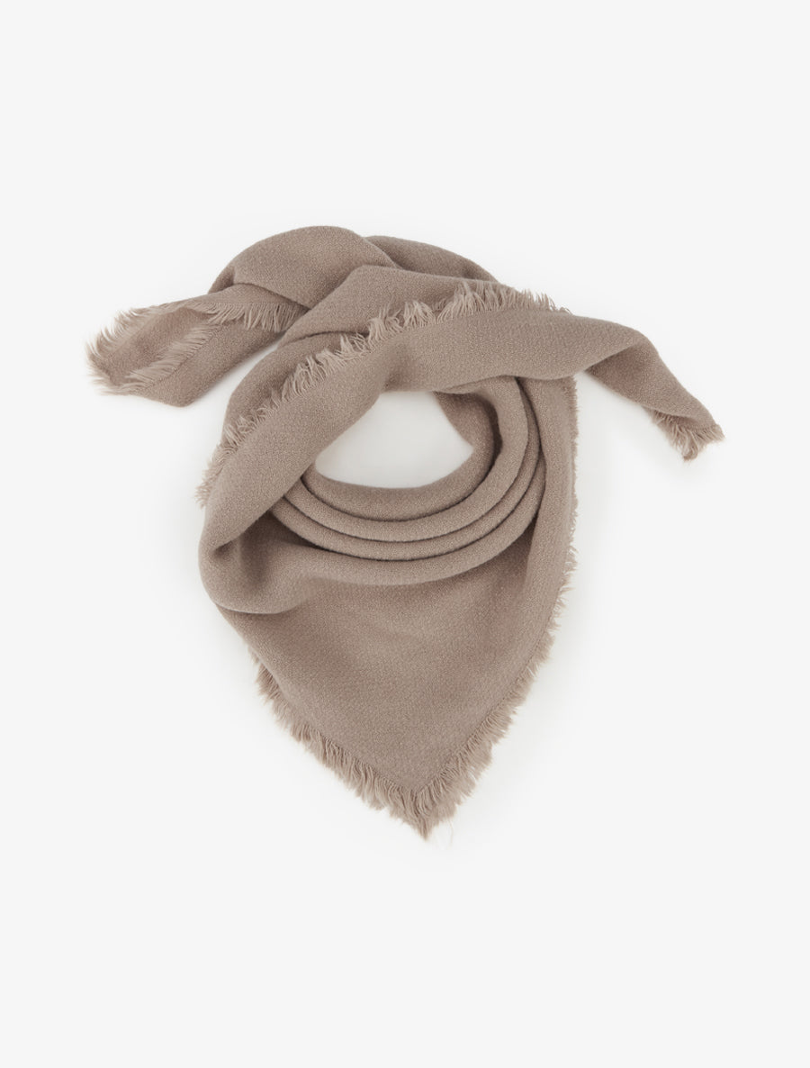 Foulard uni à bords effilochés - Taupe - 1