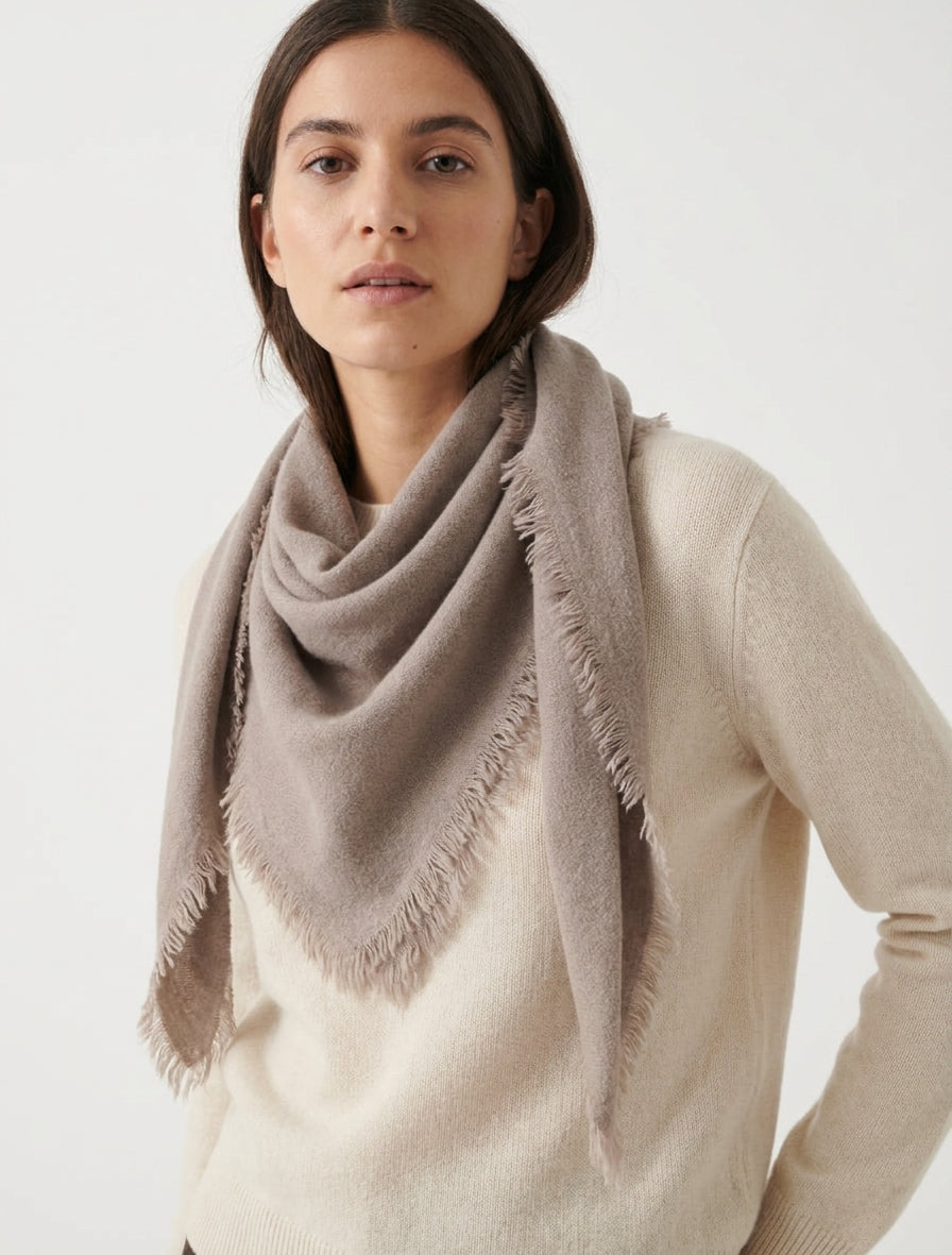 Foulard carré en laine mélangée - Taupe