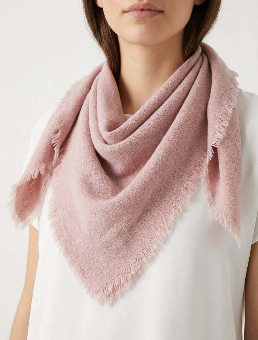 Foulard carré en laine mélangée - Rose