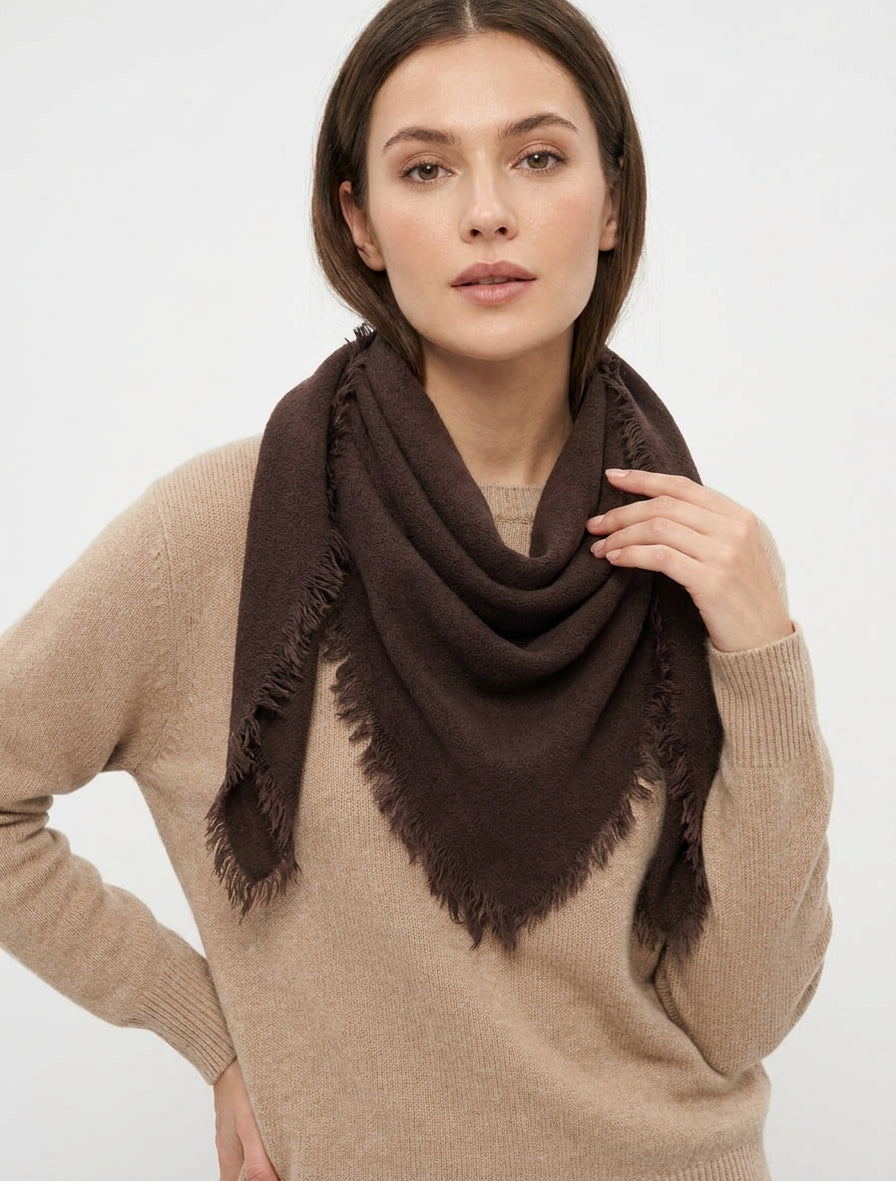 Foulard carré en laine mélangée - Marron