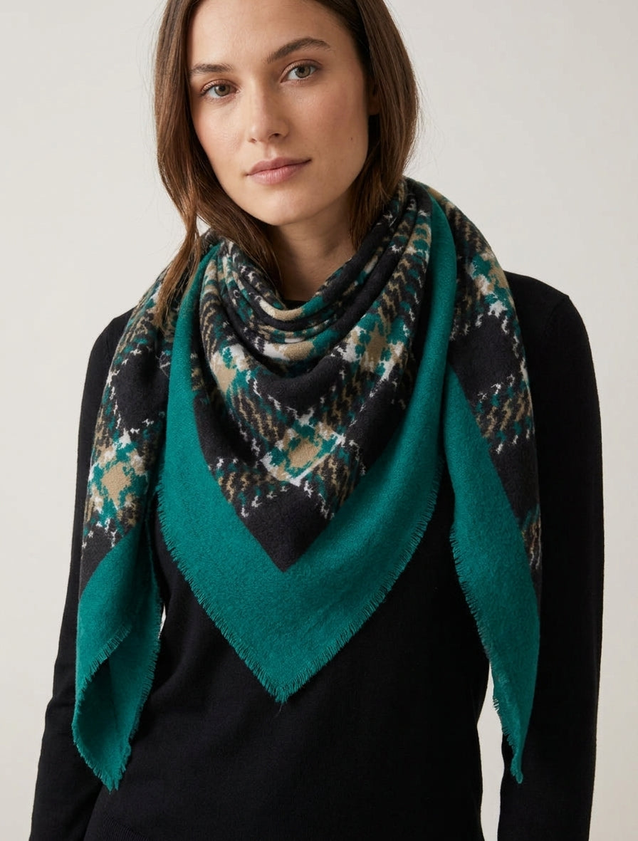 Foulard carré en laine mélangée - Vert