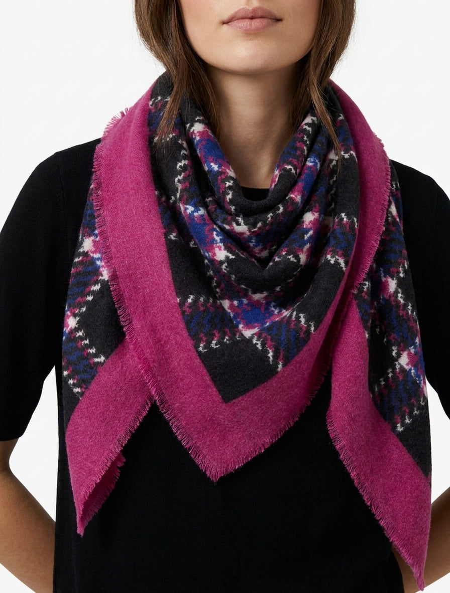 Foulard carré en laine mélangée - Fushia