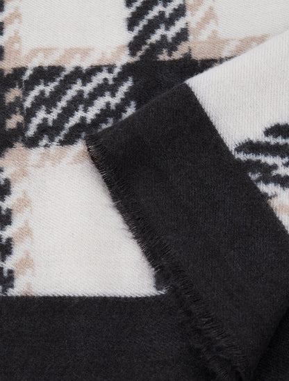 Foulard imprimé carreaux à bords effilochés - Noir - 3