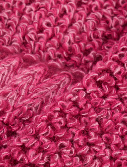 Châle triangulaire en maille bouclée - Fushia - 3