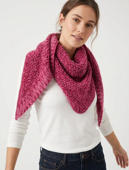 Châle triangulaire maille bouclée - Fushia