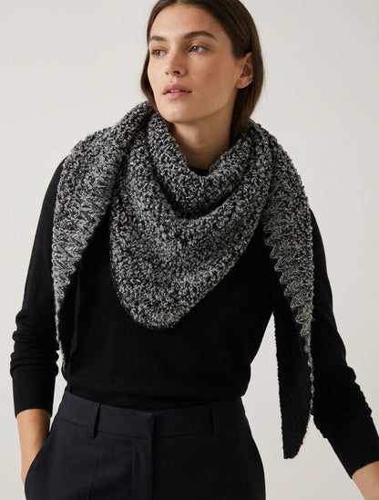 Châle triangulaire maille bouclée - Noir
