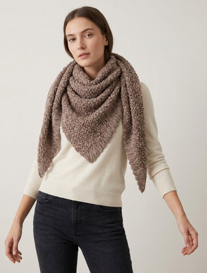 Châle triangulaire maille bouclée - Taupe