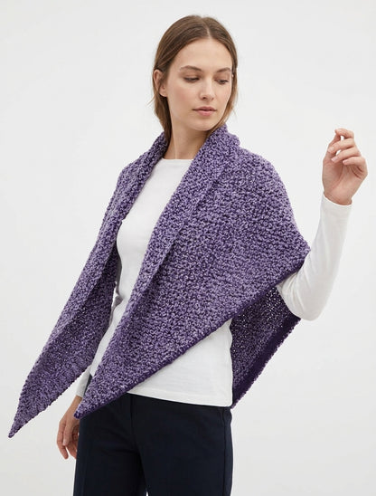 Châle triangulaire maille bouclée - Violet