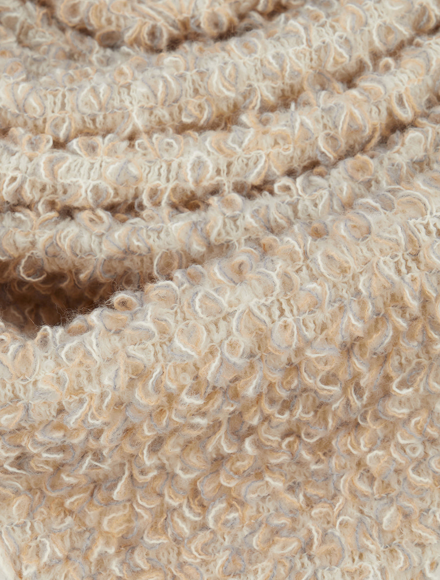 Châle triangulaire en maille bouclée - Beige - 3