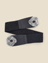 Ceinture élastiquée à boucle striée - Noir/argent - 1