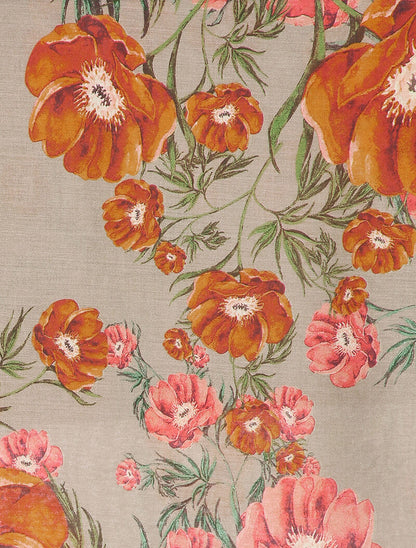 Foulard à imprimé coquelicot - Taupe - 2